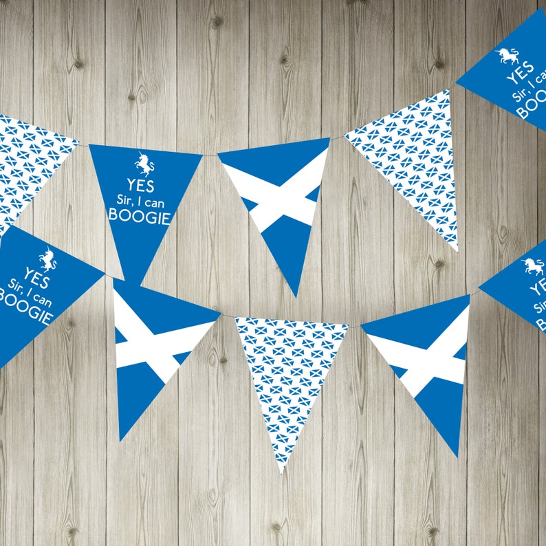 Yes Sir, I can boogie Scottish Saltire Bunting printable football Euro 2020/21 decoration 3 flag designs image 1