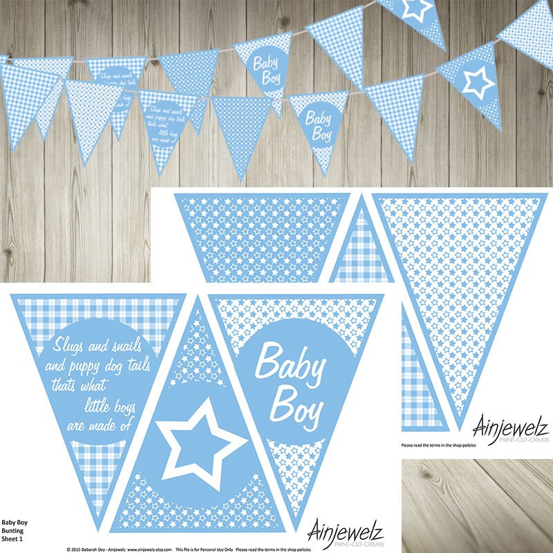 Baby Boy Bunting Garland INSTANT DOWNLOAD printable baby | Etsy