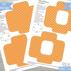 Orange and white ATC envelopes, gift card, money envelopes Printable, Colour Collection-Tangerine