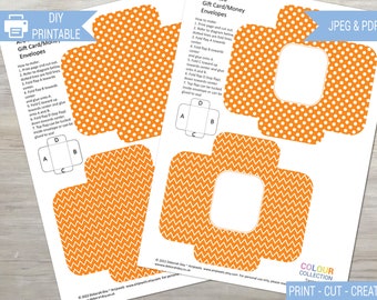 Orange and white ATC envelopes, gift card, money envelopes Printable, Colour Collection-Tangerine