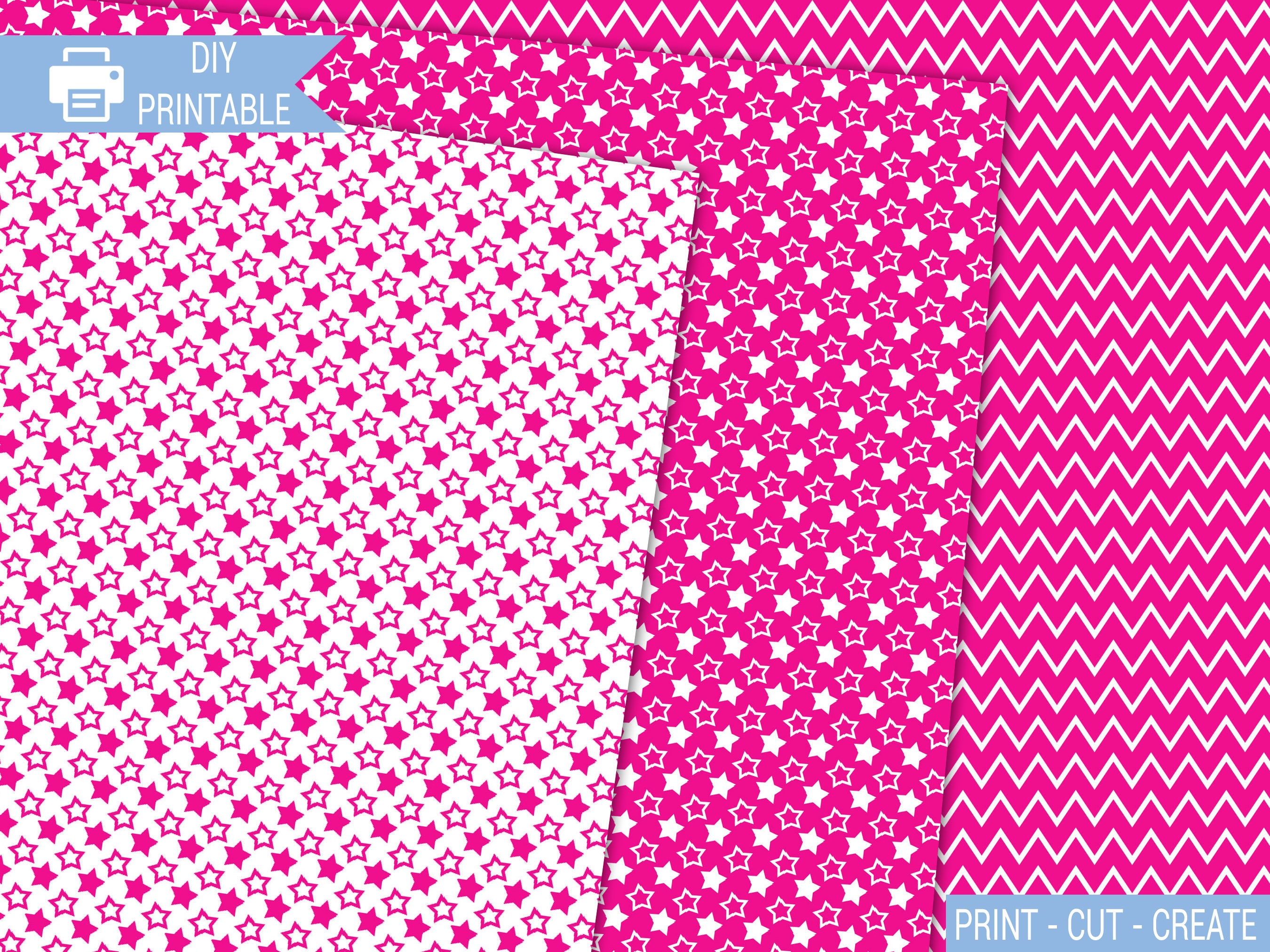 Pink & White Scrapbook Paper Printable, Small Pattern Digital Papers ...