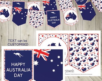 Australia Day Bunting Garland printable download Australia flag Australian flag party flags customised bunting printable banner