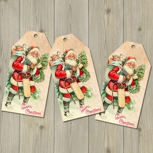 Vintage Santa Christmas Gift Tags printable, christmas ephemera