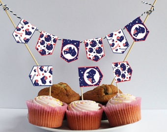 Australia Day printable Download cupcake flags mini Bunting Garland Australia party Australia printable Australia banner Australian flags