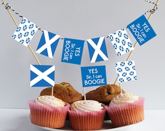 Yes Sir, I Can Boogie Scottish Saltire Cupcake Flags Euro 2020 printable decoration