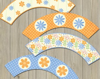 Summer Flowers Cupcake Wrappers: Garden Party Printables (Digital Download)