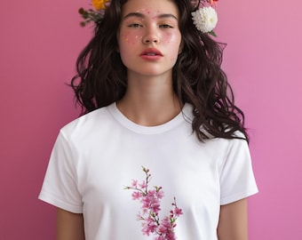 Cherry Blossom T-Shirt, Floral Inspirational Quote, Soft Aesthetic Women Tee, Japanese Flower Shirt, Minimalist Botanical Gift