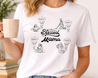 Mama! Mom Life Line Art T-Shirt | Minimalist Parenting Mom Tee
