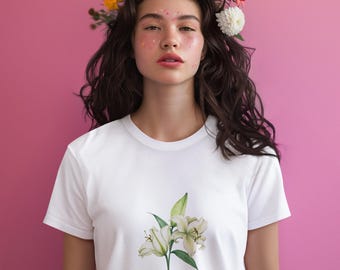 Lily Floral T-Shirt – Inspirational Quote, Soft Cotton Tee