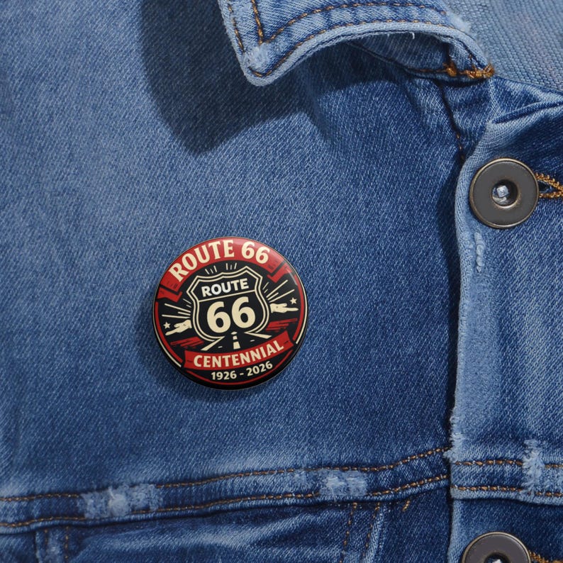 Route 66 Centennial Pin, Retro Americana Badge (1926-2026) image 2