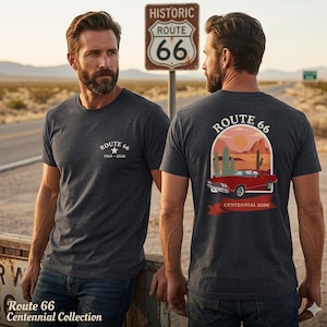 Route 66 Centennial T-Shirt – Retro Desert Road Trip Graphic Tee image 1