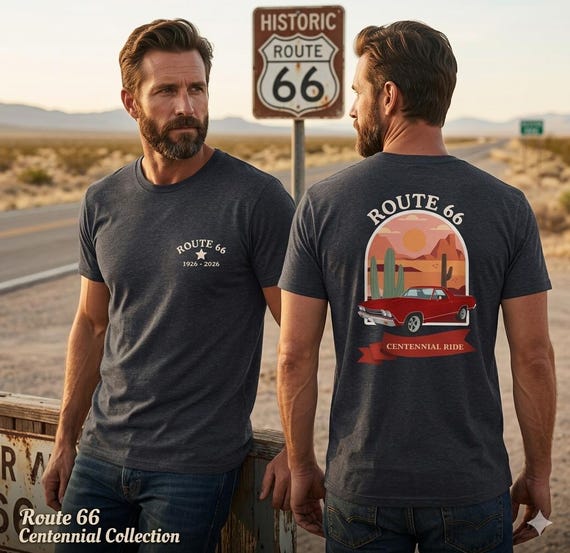 Route 66 Centennial T-Shirt – Retro Desert Road Trip Graphic Tee