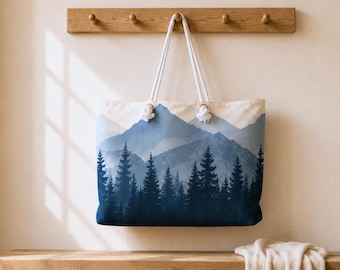 Mountain Weekender Bag Nature Lover Gift Women Travel Tote Beach Carryall Gym Overnight Weekend Getaway Hiking Adventure Outdoor Enthusiast