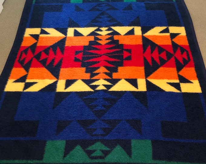 Vintage 80s 90s Biederlack Aurora Reversible Striped Acrylic Throw