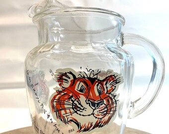 Vintage PITCHER Collectible Promotional Glass Barware ESSO Novelty Advertising Put A Tiger In Your Tank Worldwide (Glasses sold separately)