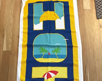 Vintage Retro HOT Small Beach Towel terrycloth cotton 80s Sexy Pool Umbrella Design Hot Tub Party No fringe COBRA brand Made in Brazil Thin