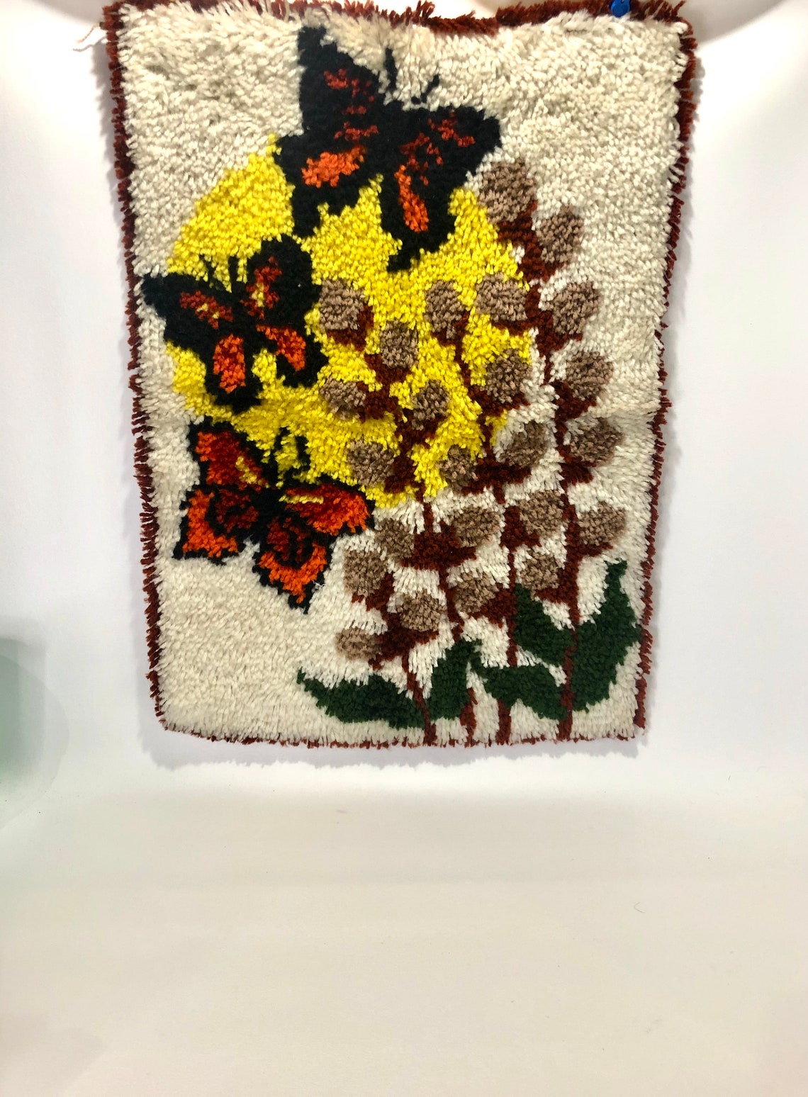 Vintage Latch Hook Rug COMPLETED Wall Hanging Monarch Etsy