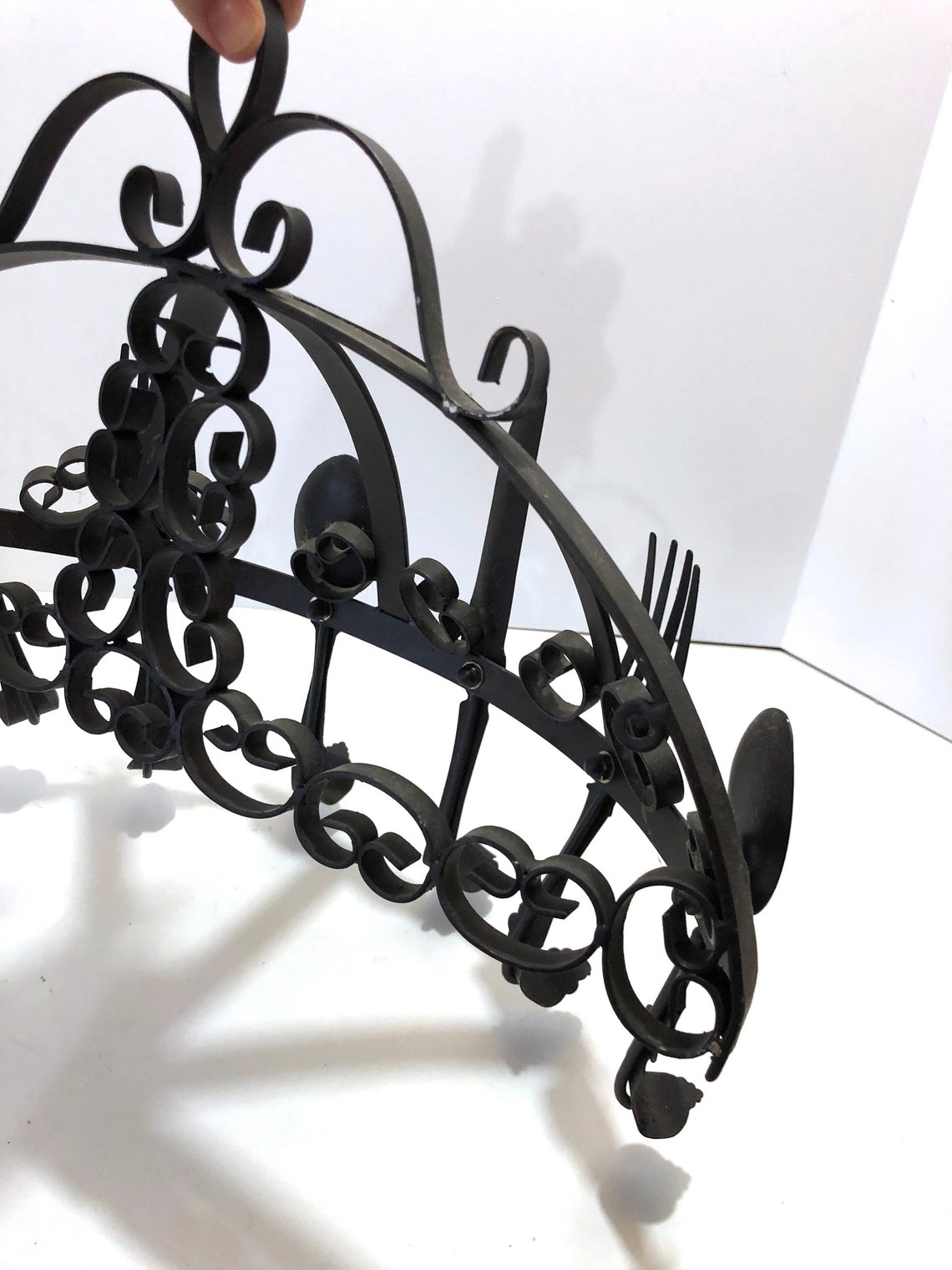 Vintage Large Pot Rack Black Wrought Iron w/ Gothic Scroll Etsy