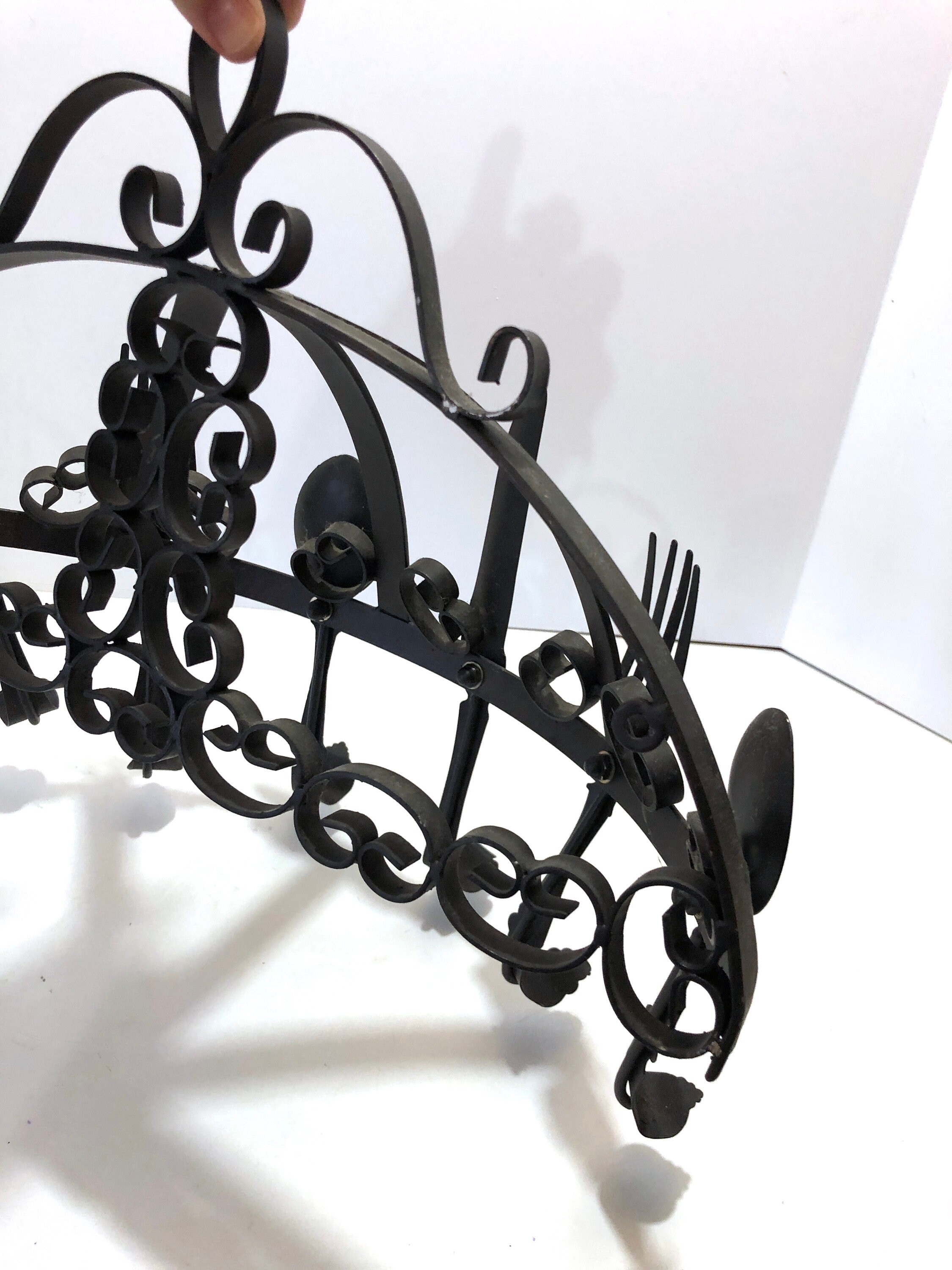 Vintage Large Pot Rack Black Wrought Iron W/ Gothic Scroll Etsy