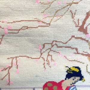 Fil Crewel Vintage Japonais Art Geisha Kimono Lanterne Vert CV JD