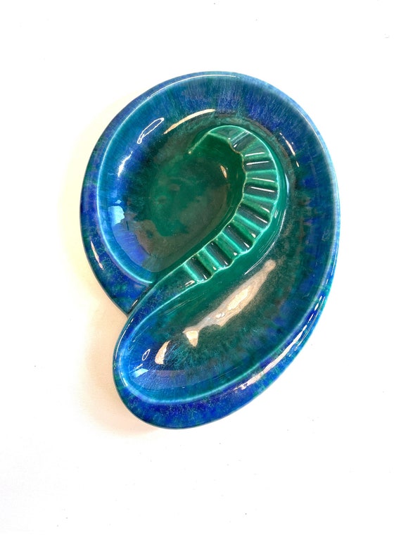 Vintage Royal Haeger Blue Green Drip Glaze Atomic Sputnik Ceramic