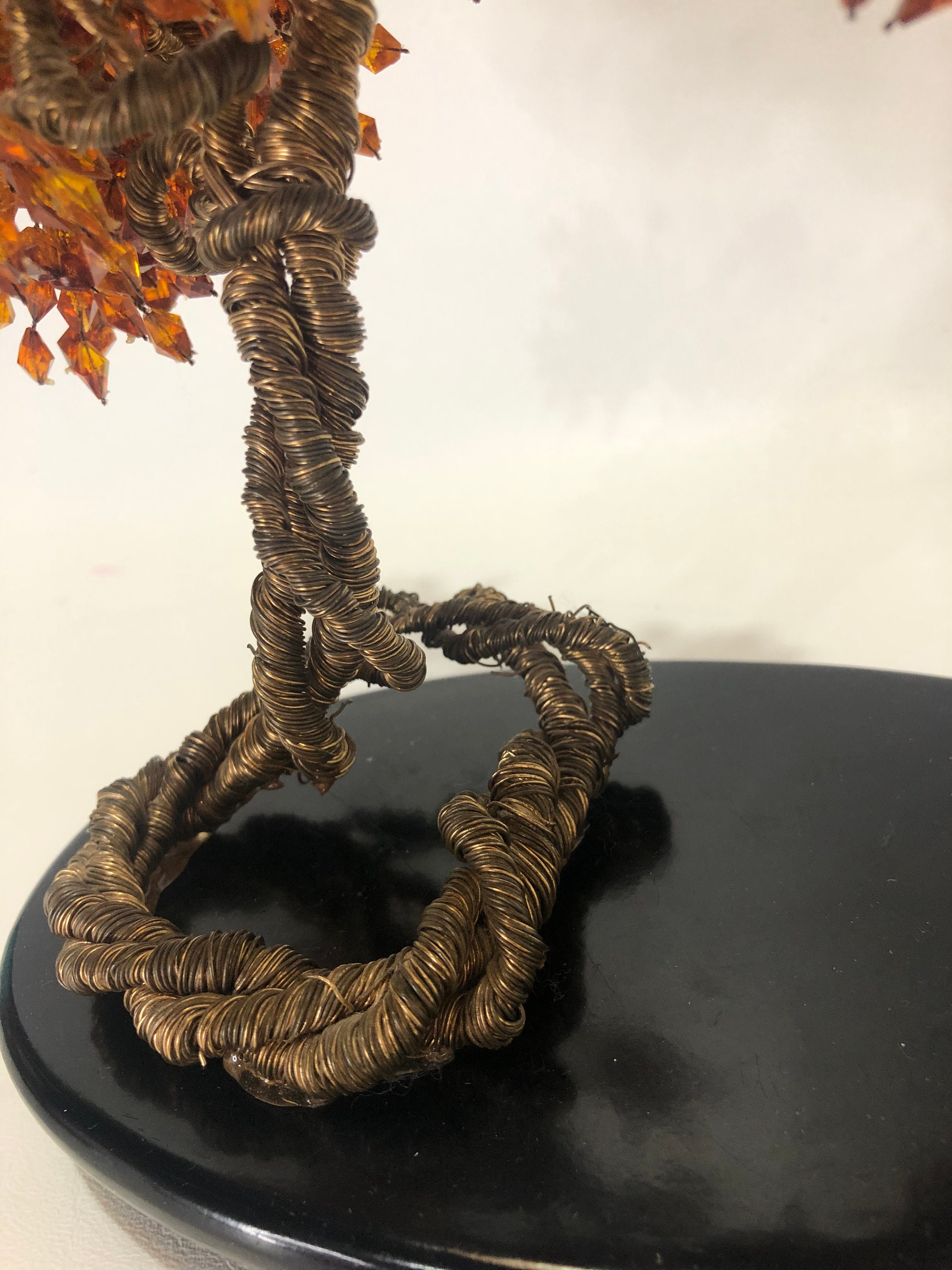 Vintage Wire Tree Sculpture Mixed Media Retro Metal Faceted
