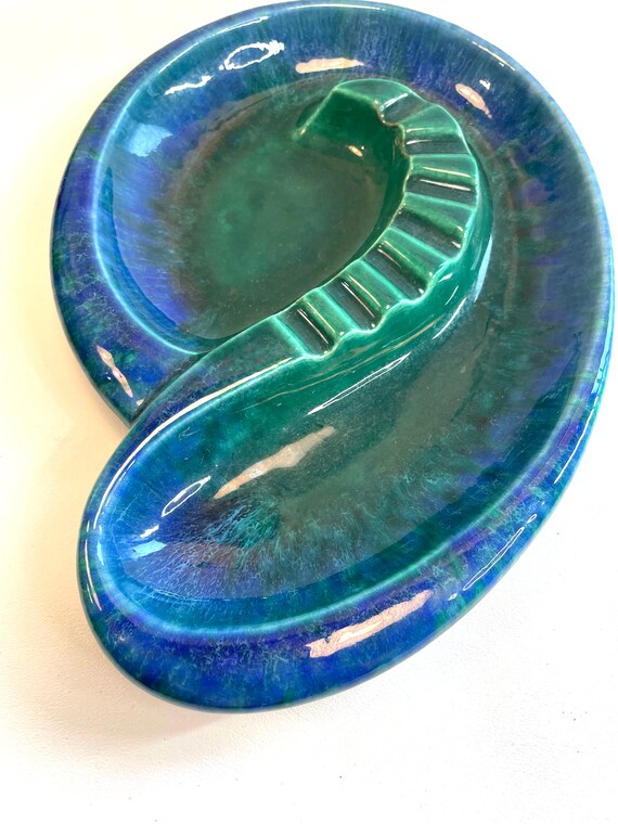 Vintage Royal Haeger Blue Green Drip Glaze Atomic Sputnik Ceramic