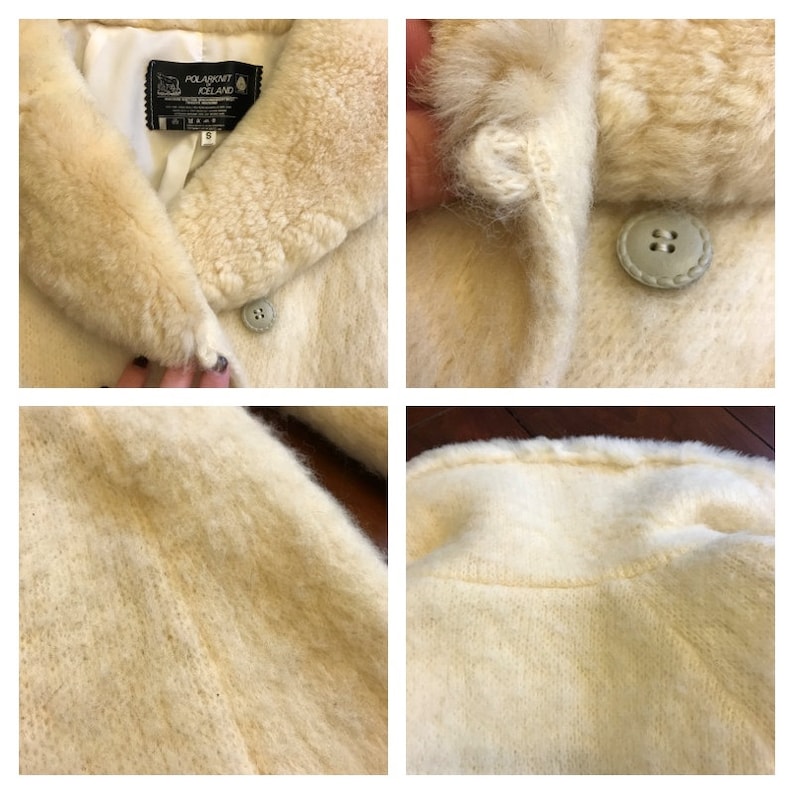 CLEARANCE Vintage Gorgeous Icelandic Wool Polar Knit Wrap Sweater Robe Coat Belted Tie Lined Sherpa 100/% pure wool S Small Ivory Off White
