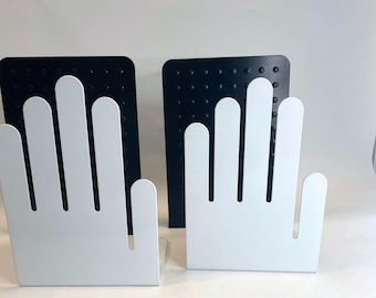 Vintage Post Modern Pop Art Spectrum Diversified Designs White HANDS PAIR of Book Ends Mod Mid Century Design steel Desk Accessory