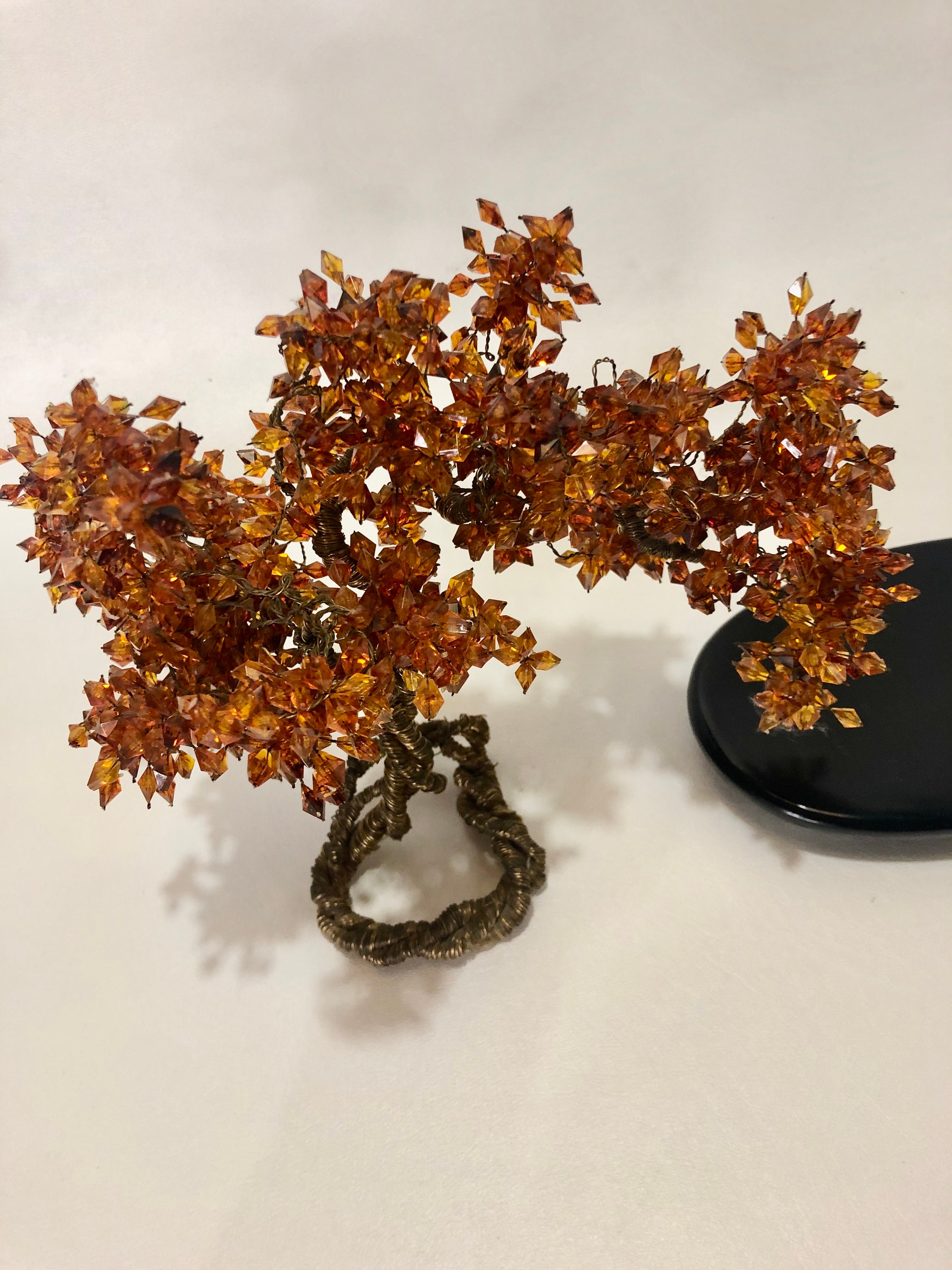 Vintage Wire Tree Sculpture Mixed Media Retro Metal Faceted