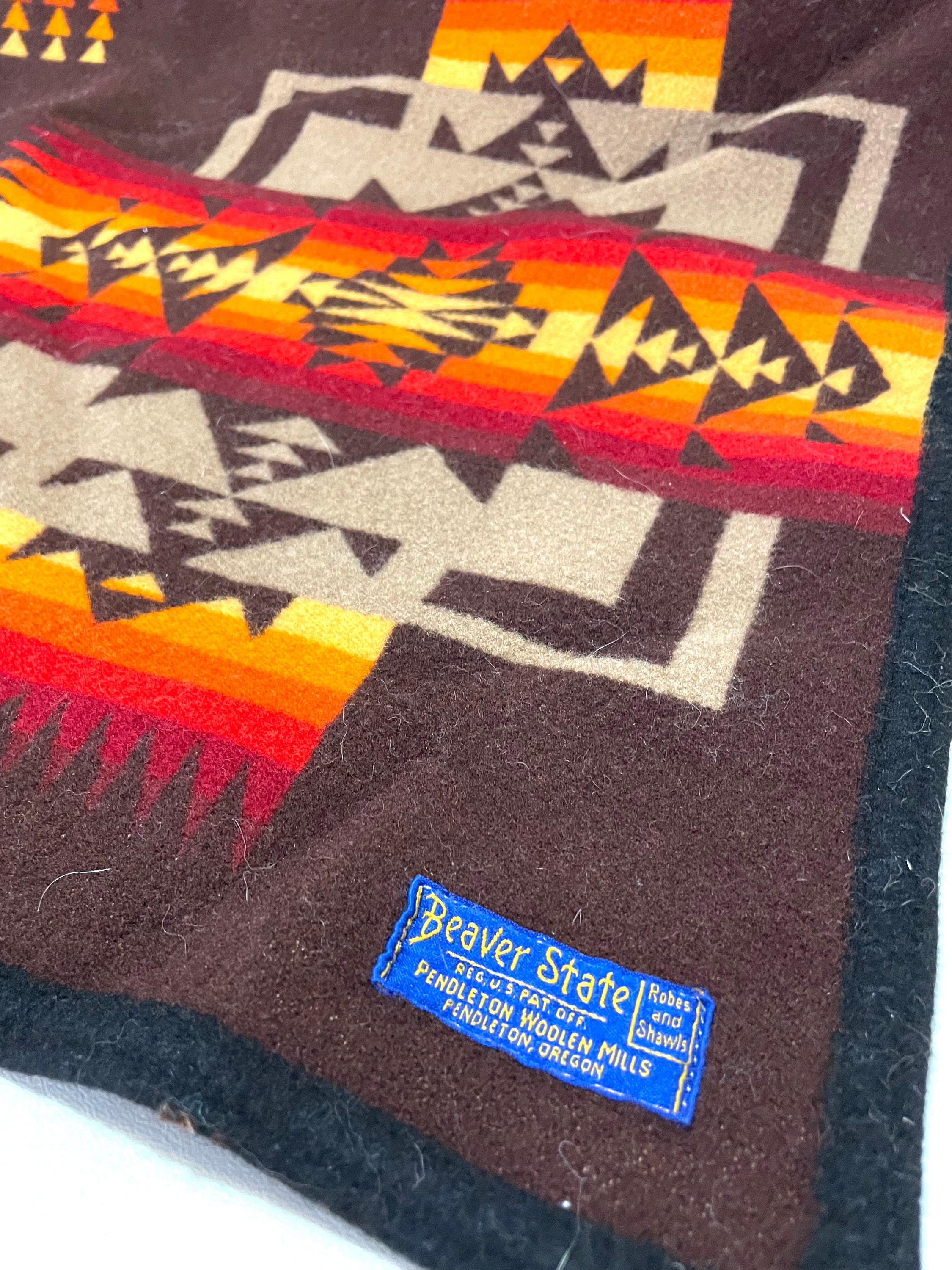 Vintage 49x67 Beaver State Blanket PENDLETON Wool Aztec Southwest