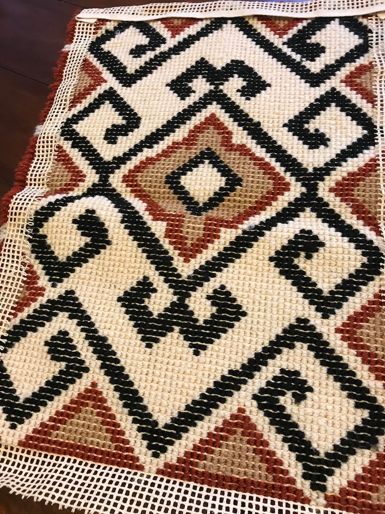 Vintage Latch Hook Rug Wall Hanging TRIBAL Native American Etsy