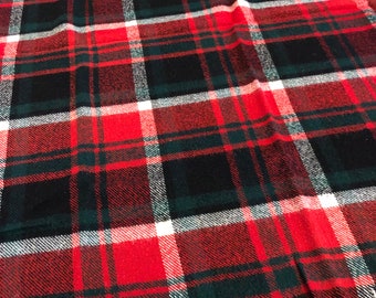 Vintage 50" SQUARE RED Forest Green TROY Tartan Plaid Camp Picnic Stadium Throw Blankets Wool Red Black Acrylic Christmas Blanket w/ Fringe