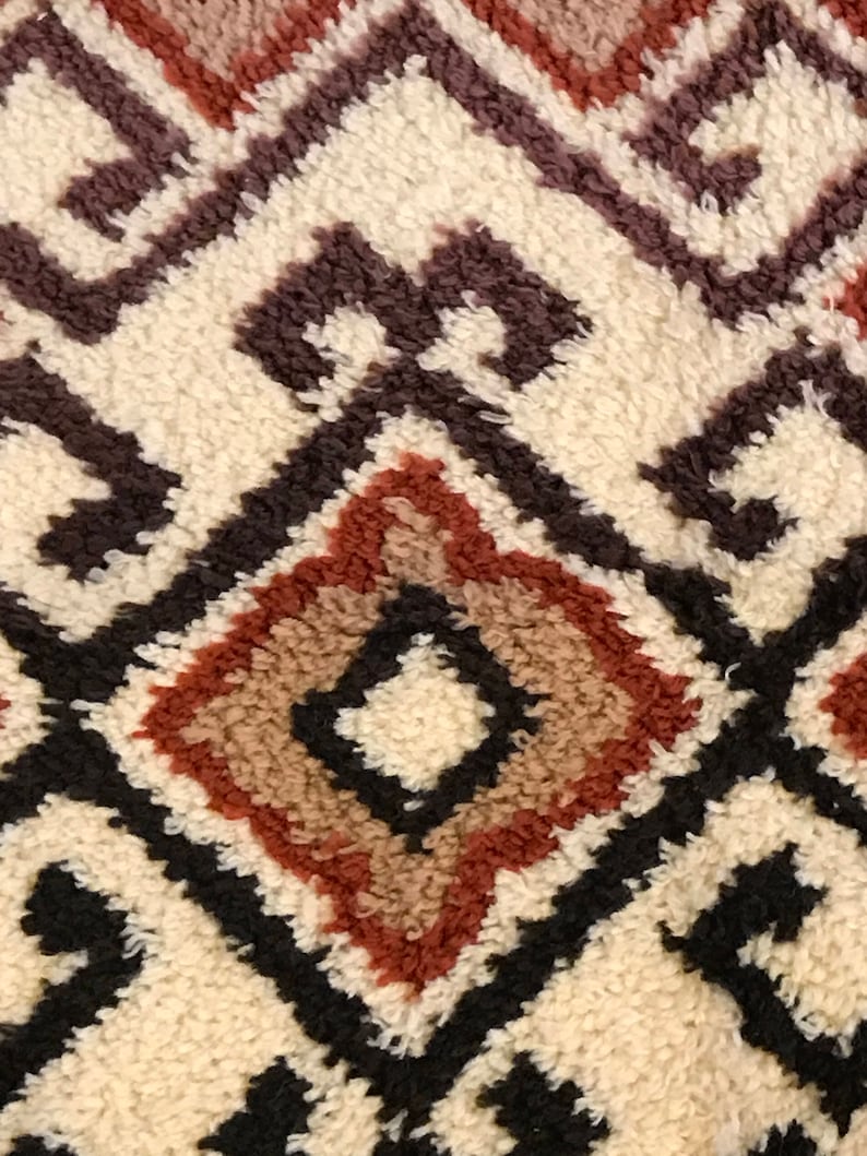 Vintage Latch Hook Rug Wall Hanging TRIBAL Native American Etsy