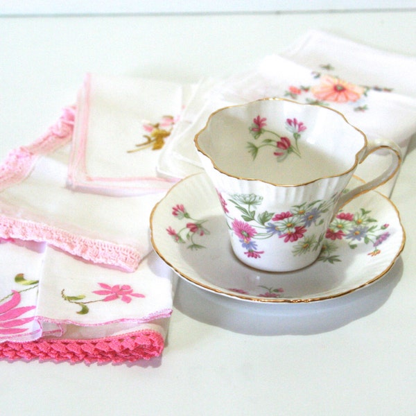 Vintage Dainty Tea Cup and Saucer for your Tea Party or Gift Pink flowers Salisbury Fragrance Eggshell Bone China