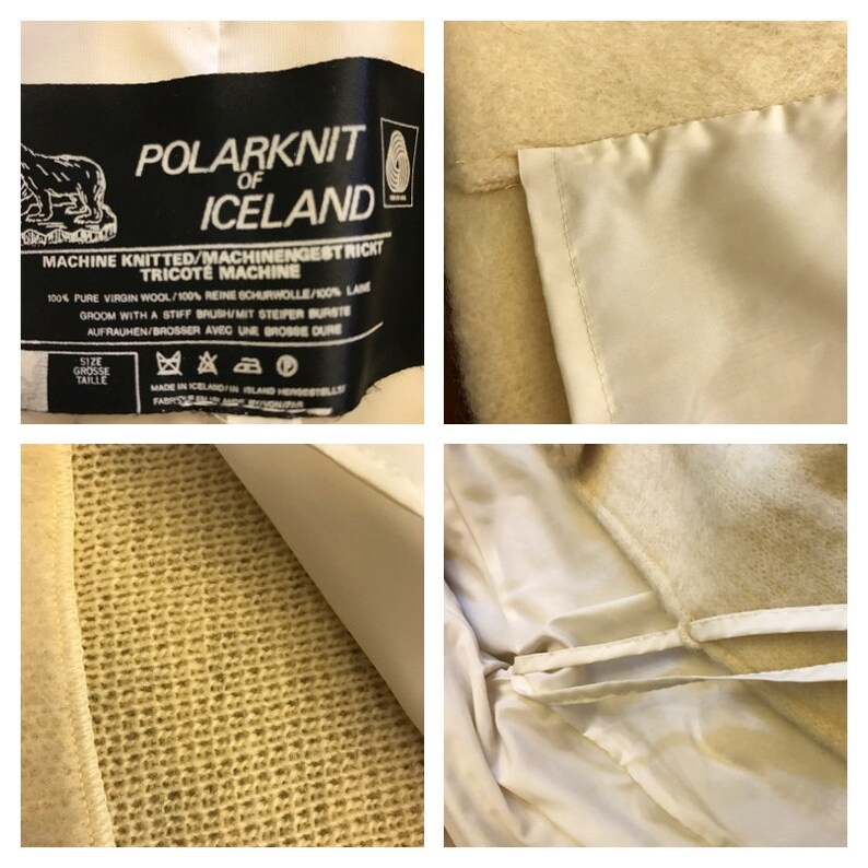 CLEARANCE Vintage Gorgeous Icelandic Wool Polar Knit Wrap Sweater Robe Coat Belted Tie Lined Sherpa 100/% pure wool S Small Ivory Off White