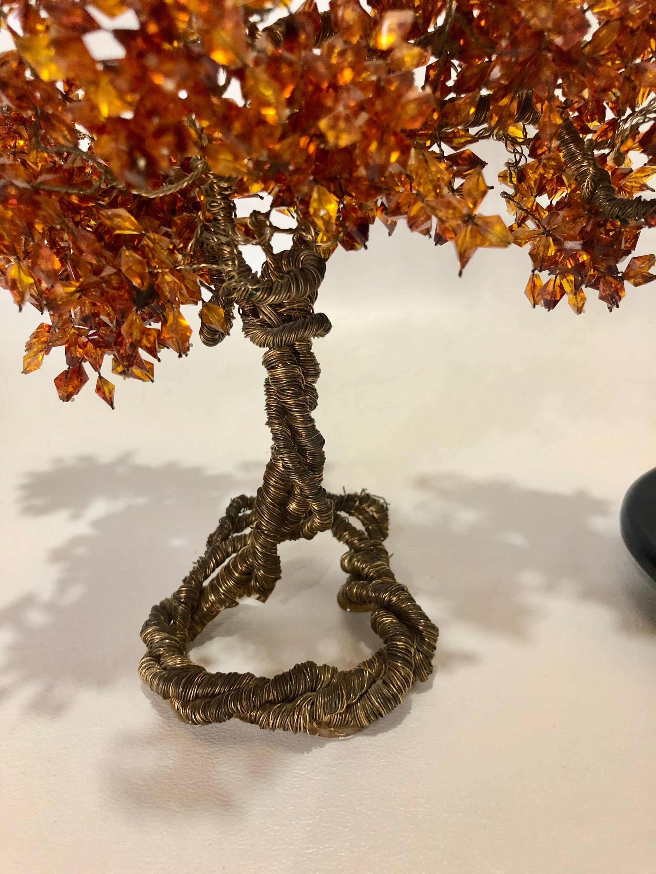 Vintage Wire Tree Sculpture Mixed Media Retro Metal Faceted