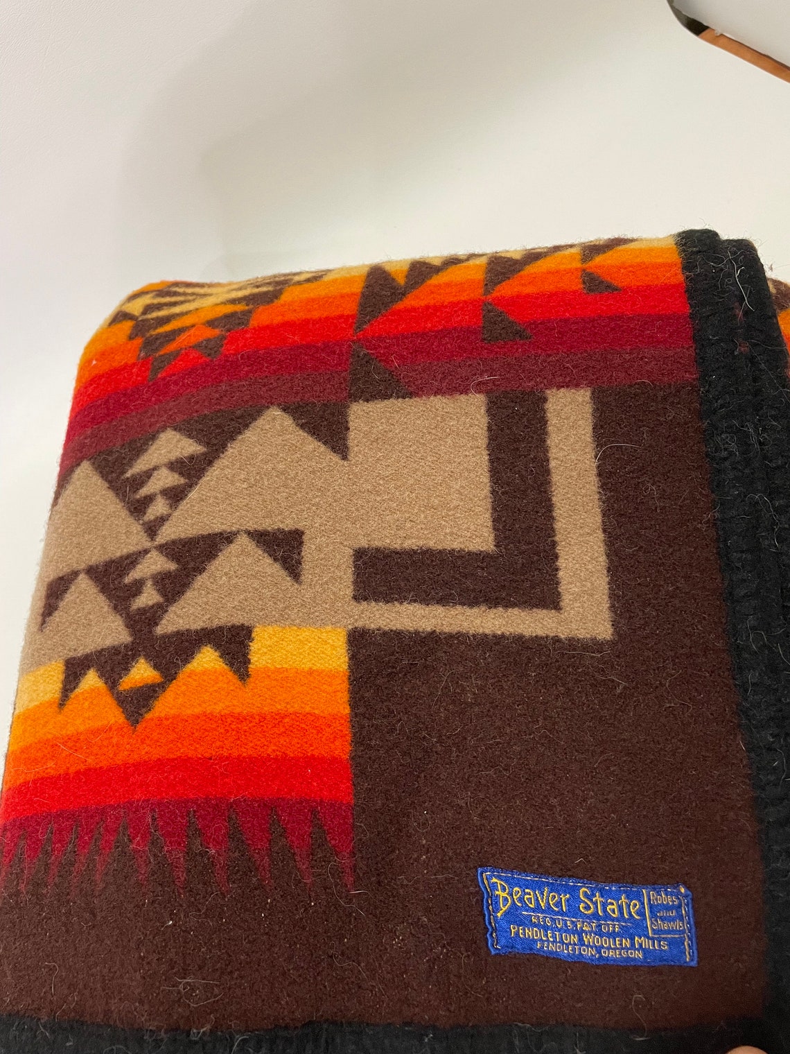 Vintage 49x67 Beaver State Blanket PENDLETON Wool Aztec Etsy