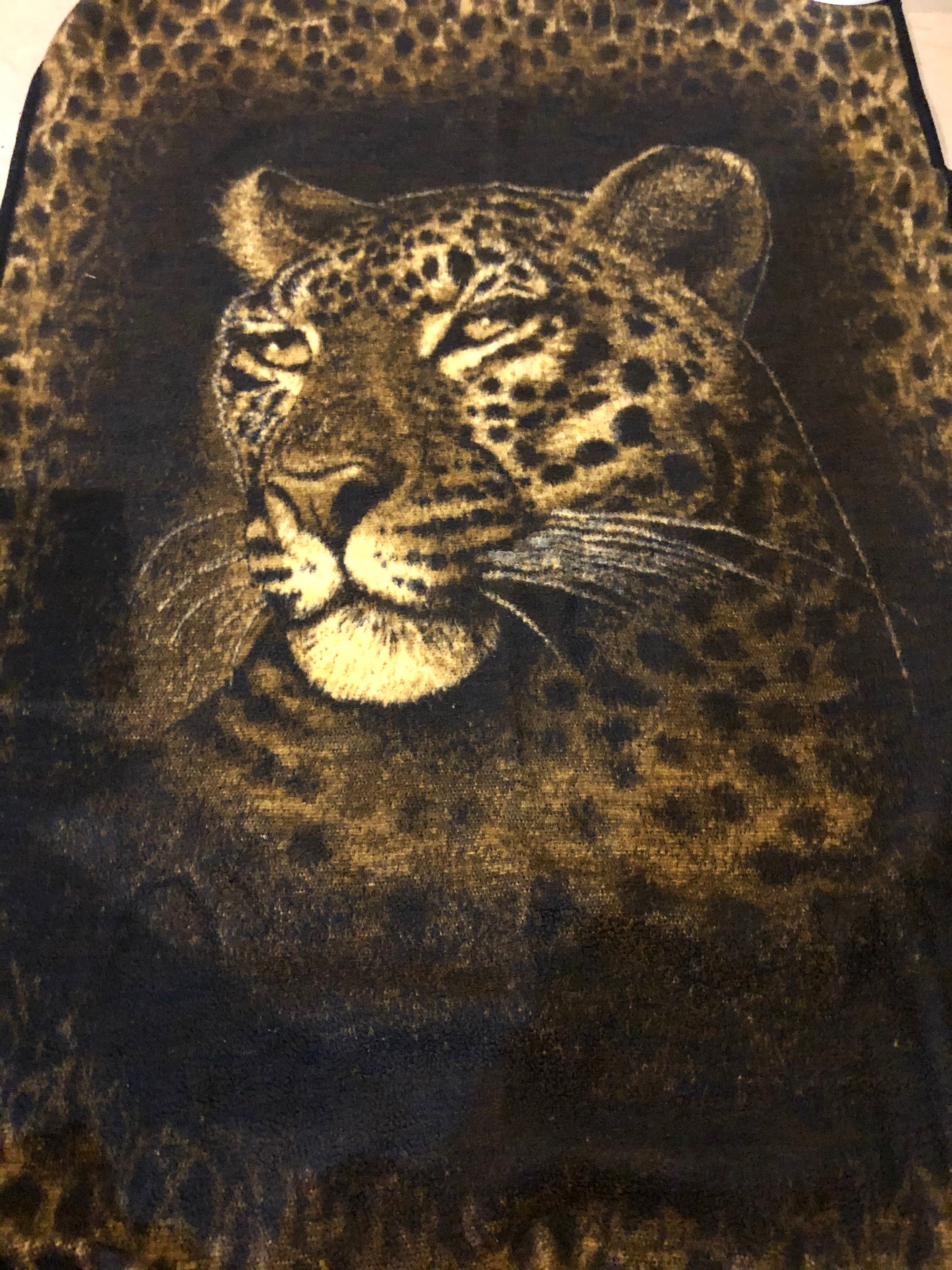 Vintage BIEDERLACK LEOPARD CHEETAH Throw Blanket Boho Sofa Couch