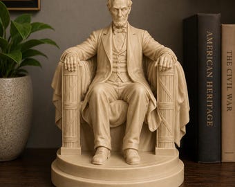 Seated Abraham Lincoln Statue, 3D Printed Presidential Sculpture, American History Decor