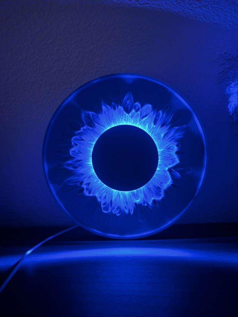 Iris Wall Lamp, Modern LED Wall Art, Eye Inspired Light Sculpture, Ambient Lighting Decor, 3D Printed Wall Light, Futuristic Home Decor image 2