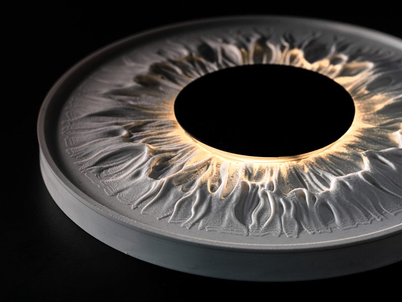 Iris Wall Lamp, Modern LED Wall Art, Eye Inspired Light Sculpture, Ambient Lighting Decor, 3D Printed Wall Light, Futuristic Home Decor image 8