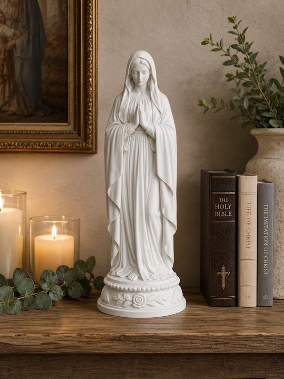 Virgin Mary Statue, Praying Madonna Sculpture, Catholic Decor, Christian Gift, 3D Printed Religious Figure
