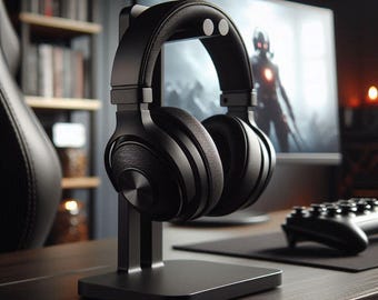 Modern 3D Printed Headphone Stand, Minimalist Gaming Desk Holder, Stable Organizer