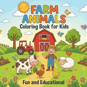 My First Farm Animals Coloring Book for Toddlers, Preschool Activity Pages, Digital Download PDF, Fun & Educational Farm Life, Kids Gift 