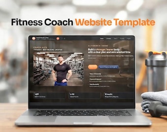 Personal Trainer Website Template - Fitness Coach HTML Template - Online Coaching Site - Digital Download