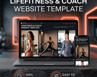 Personal Trainer Website Template, Fitness Coach Landing Page, HTML Website Template, Responsive Dark Mode, Editable Instant Download