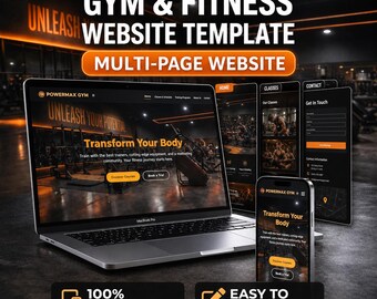 Gym Website Template - Fitness Studio Site for Personal Trainers & CrossFit Coaches - Responsive Multi Page HTML Design - Easy to Edit