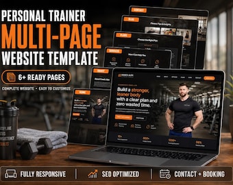 Modelo de site para personal trainer - Modelo HTML para treinador físico - Site de treinamento online - Download digital