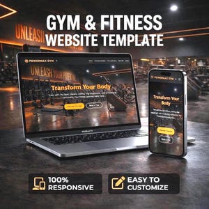 Gym Website Template - Fitness Personal Trainer Website - Modern Responsive Design - 6 Page HTML Template for Coaches and Gyms